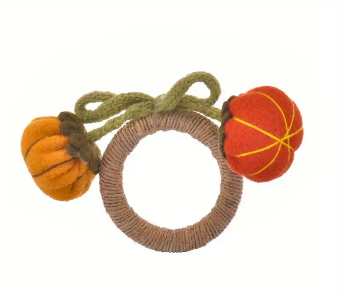 Pumpkin Napkin Rings – Set of 6 | Autumn Harvest Table Décor | Handmade Thanksgiving or Fall Table Setting Accessories