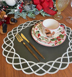 Elegant Charcoal Grey Placemats – Set of 4 | Embroidered Edge Table Mats | Handmade Table Décor for Dining, Christmas & Everyday Use