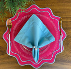 Fuchsia & Blue Scalloped Placemats – Set of 6 | Elegant Reversible Table Mats by ArtbyCrosa