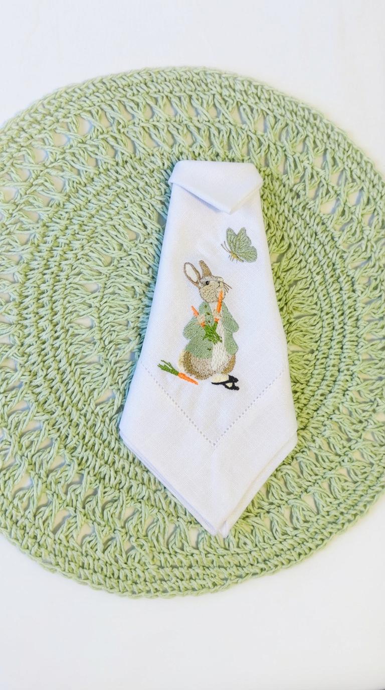 Easter Bunny Napkin Set with Crochet Placemats – Set of 6 (Limited Edition)