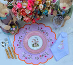 Floral Embroidered Pink Gingham Placemat Set – Handmade Table Decor, Gift for Mom or Housewarming Present set of 6